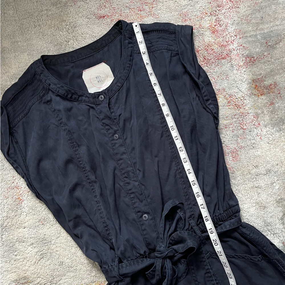 HEI HEI Navy Blue Sleeveless Jumpsuit with elastic waist and tie- so cute! - Picture 8 of 11
